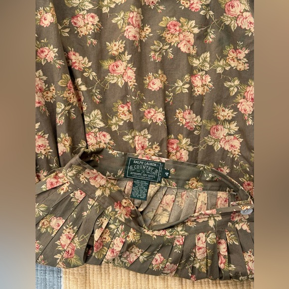 VTG Ralph Lauren Country Size 4 Floral Maxi Skirt Pleated Floral 4 - Picture 2 of 2